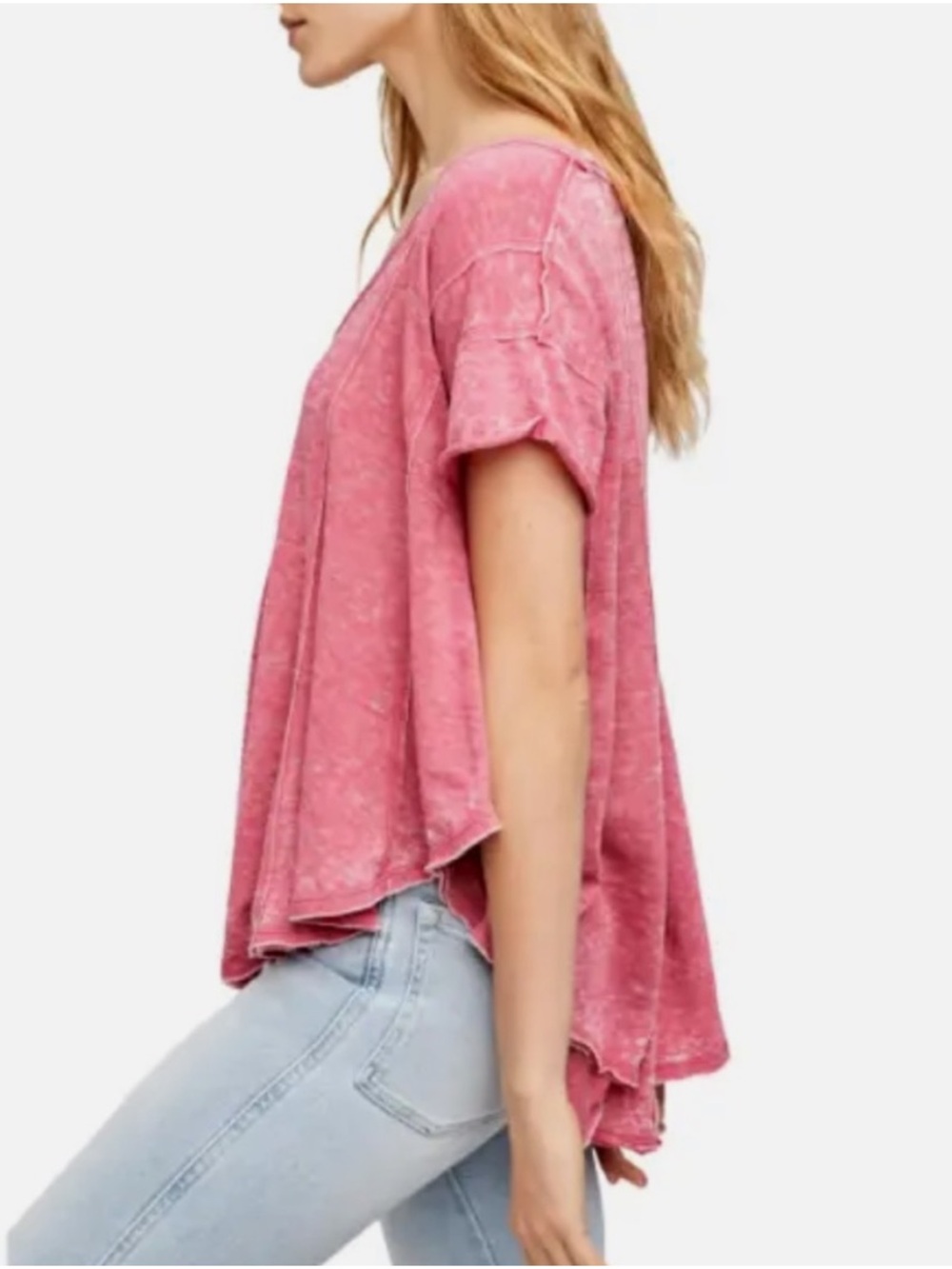 We The Free Lovebird Pink Sammie Swing Trapeze Short Sleeve Tee Size Large - Picture 3 of 9